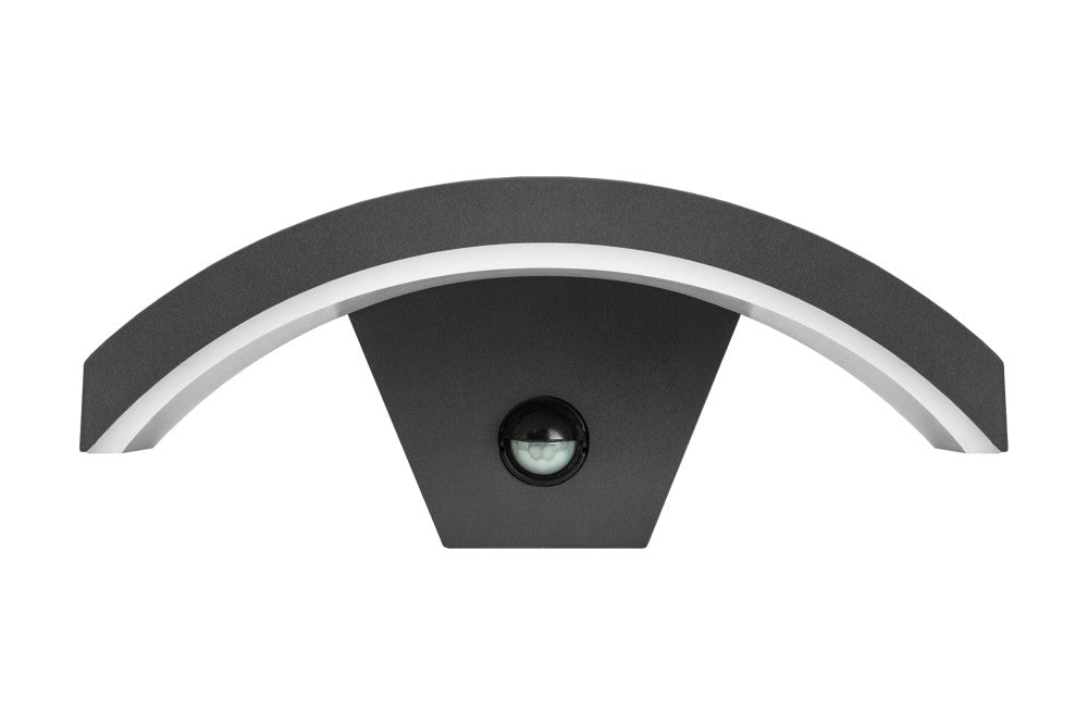 Integral ILDEA029 Outdoor Decorative Wall Light Curve PIR IP54 380Lm 8W 4000K Down Light Dark Grey - westbasedirect.com