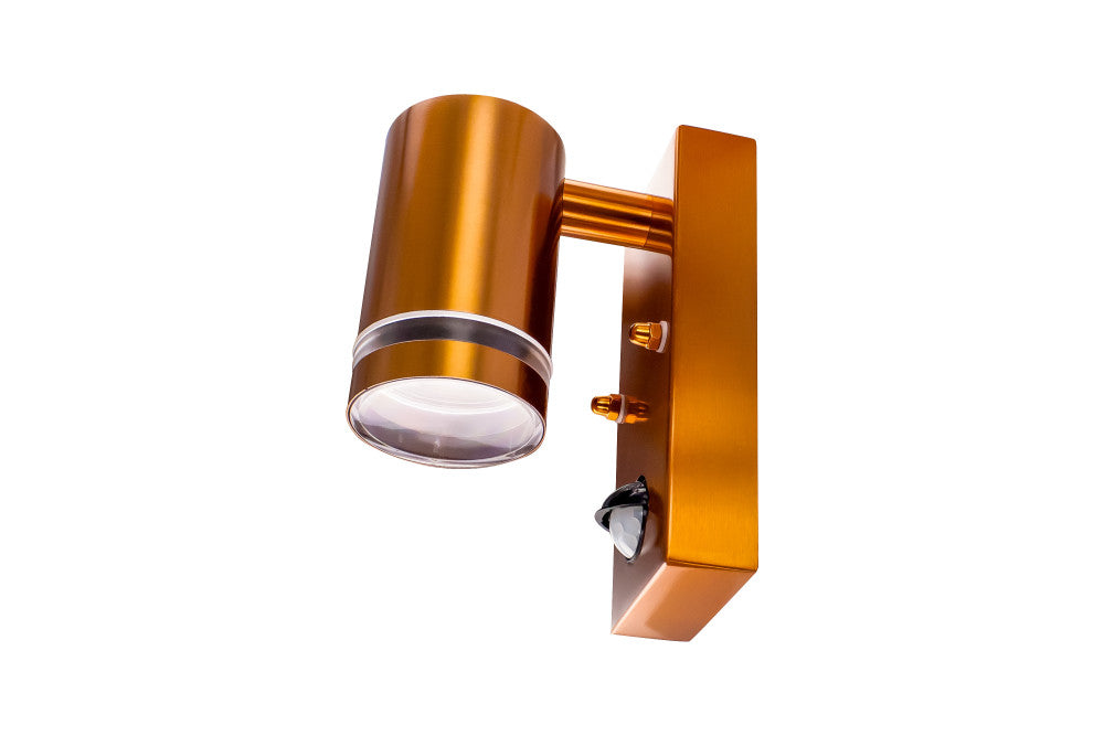 Integral ILDED046 Outdoor Stainless Steel Down GU10 IP54 Wall Light with PIR Copper - westbasedirect.com