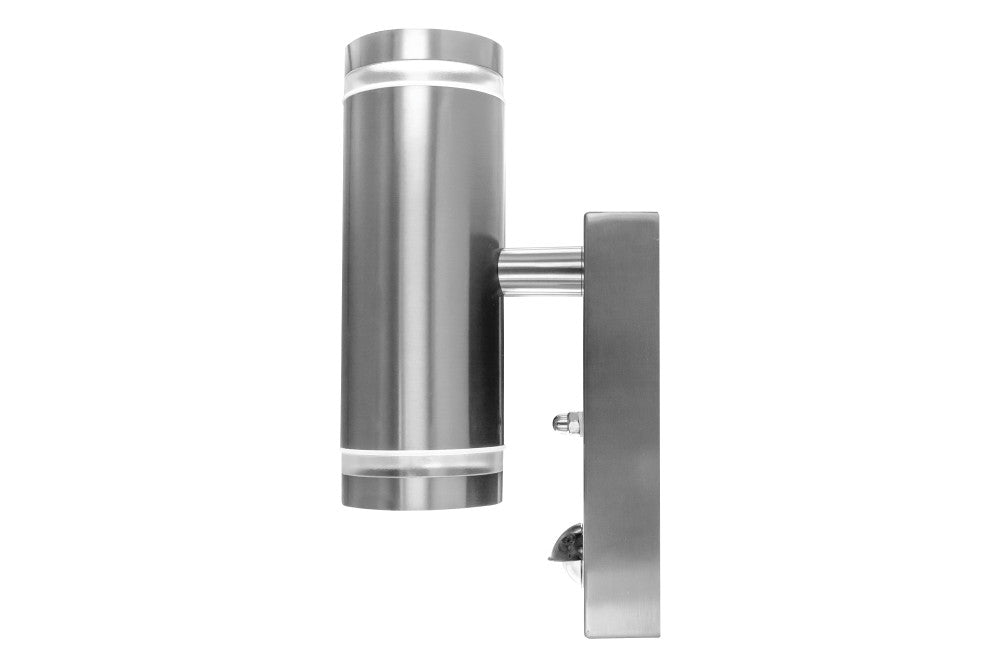 Integral ILDED047 Outdoor Stainless Steel Up And Down GU10 IP54 Wall Light with PIR Steel - westbasedirect.com