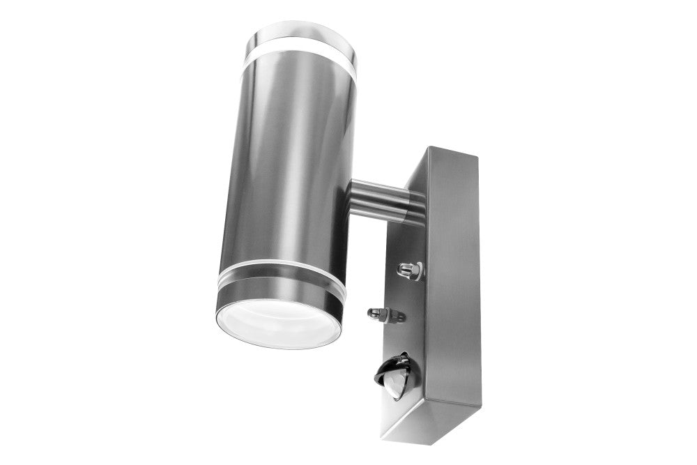 Integral ILDED047 Outdoor Stainless Steel Up And Down GU10 IP54 Wall Light with PIR Steel - westbasedirect.com