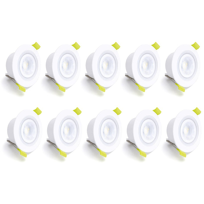 Integral ILDLFR65M014-10 EcoGuard Fire Rated Downlight 65mm Cutout IP65 600lm 5W 3000K/4000K/5000K 38 Beam Dimmable White - 10 Pack