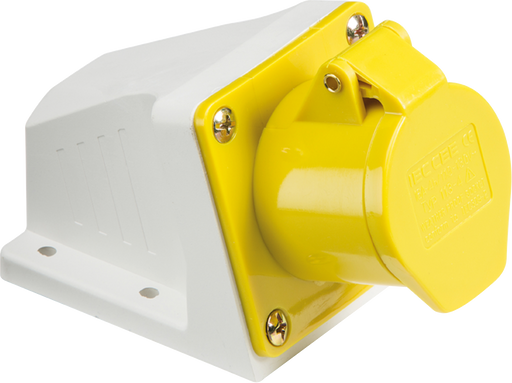 Knightsbridge IN003 110V IP44 16A Angled Surface Mount Socket 2P+E - westbasedirect.com