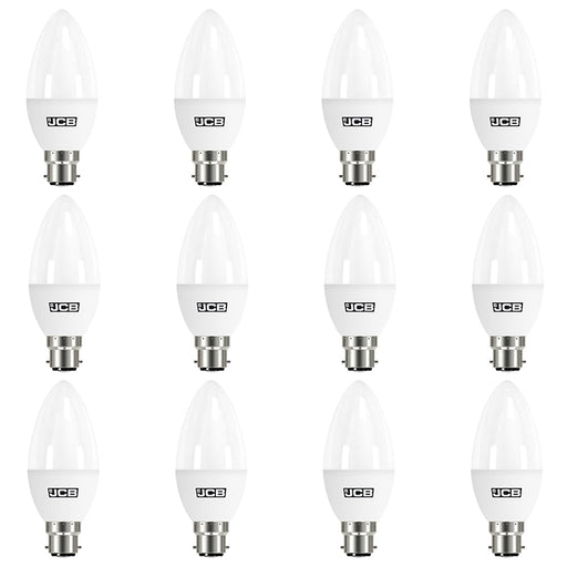 JCB S10978 B22 BC Candle LED Bulb Opal 4.9W 470lm Warm White 3000K (12 Pack) - westbasedirect.com