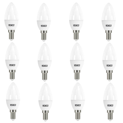 JCB S12503 E14 SES Candle LED Bulb Opal 4.9W 470lm Cool White 4000K (12 Pack) - westbasedirect.com