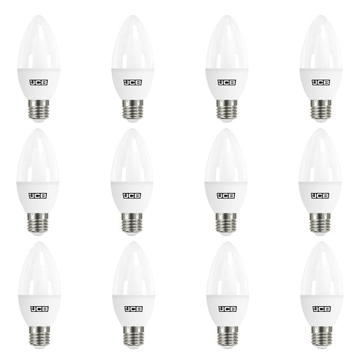 JCB S10983 E27 ES Candle LED Bulb Opal 4.9W 470lm Warm White 3000K (12 Pack) - westbasedirect.com