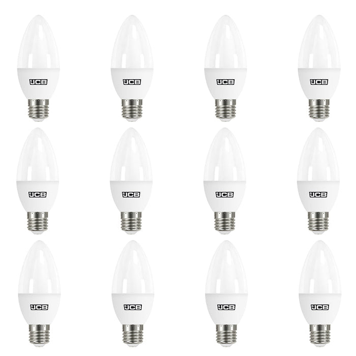 JCB S10983 E27 ES Candle LED Bulb Opal 4.9W 470lm Warm White 3000K (12 Pack) - westbasedirect.com