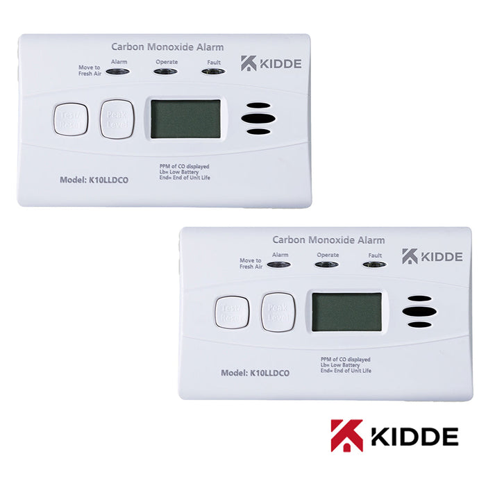 Kidde K10LLDCO Battery Powered Carbon Monoxide Alarm 10 Year Sealed-In Battery with Digital Display (Twin Pack) - westbasedirect.com