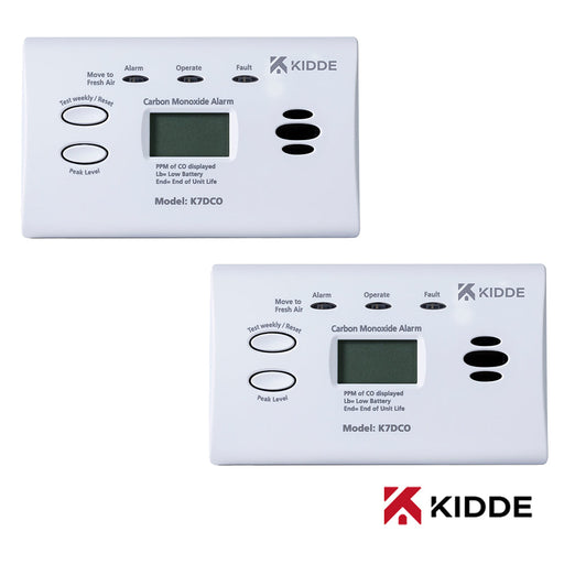Kidde K7DCO Battery Powered Carbon Monoxide Alarm Alkaline Batteries, 10 Year Sensor Life with Digital Display (Twin Pack) - westbasedirect.com