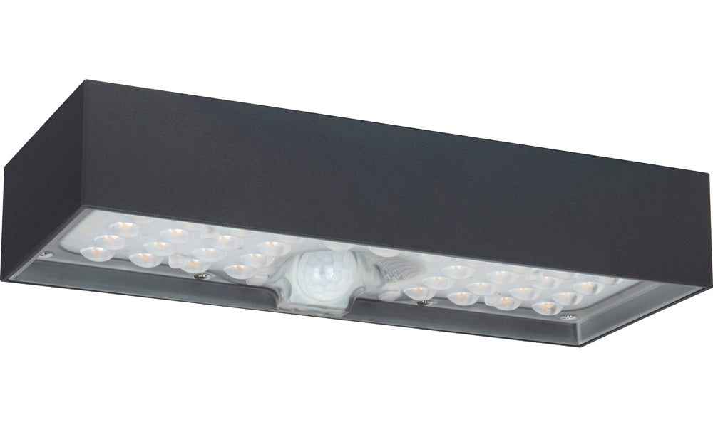 Luceco LEXSBR80G30 Decorative Solar Brick Light with PIR Sensor Slate Grey IP54 6W 800lm 3000K - westbasedirect.com