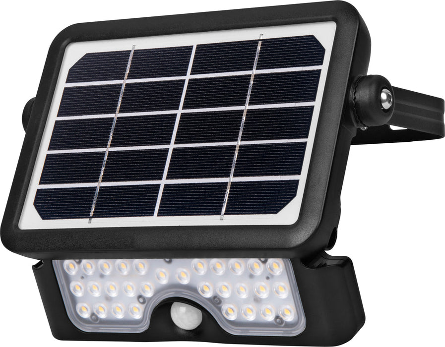 Luceco LEXSF6B40 Solar Guardian Floodlight with PIR Sensor Black IP65 5W 550lm 4000K - westbasedirect.com