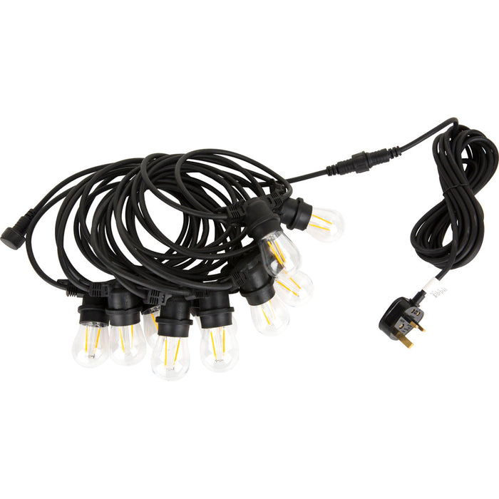 LIVE Electrical LST1 IP65 150W Outdoor E27 LED String Lights with 10x Warm White LED Bulbs