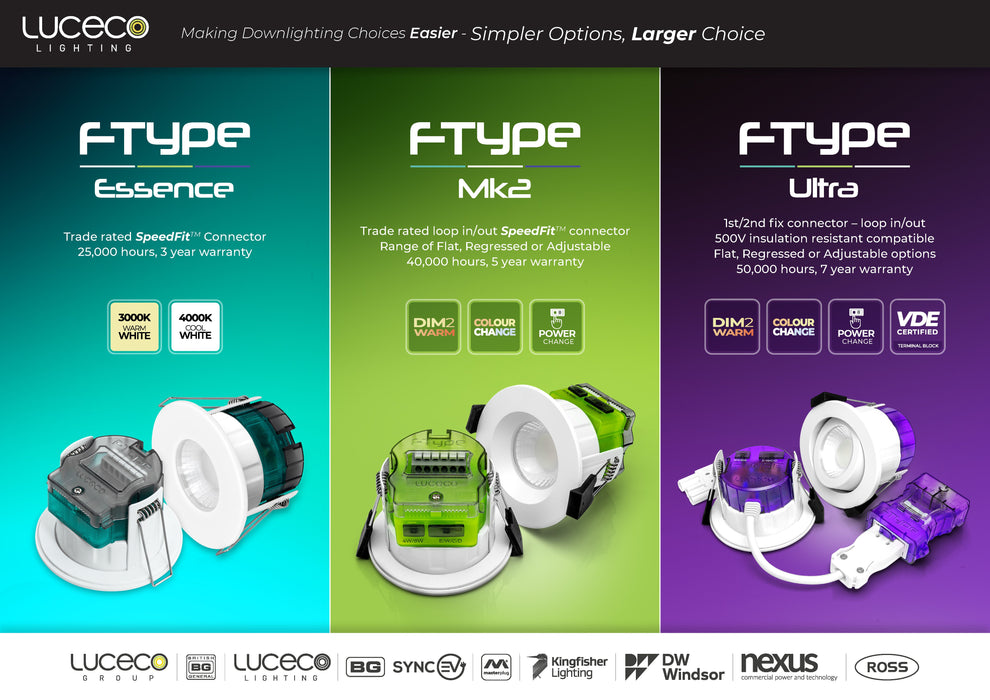 Luceco FTF6WCCT FType MK2 4W/6W 750lm Power Change & 4 Colour CCT 2700K/3000K/4000K/6000K Dimmable IP65 White - Flat - westbasedirect.com
