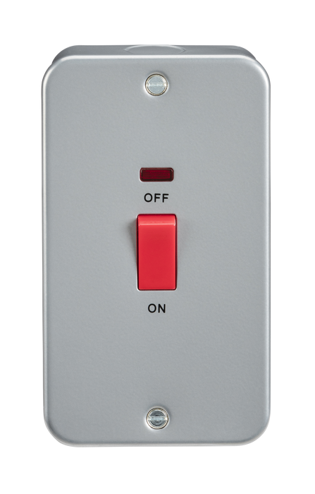 Knightsbridge M8332N Metal Clad 45A DP Switch + Neon - Large Plate - westbasedirect.com