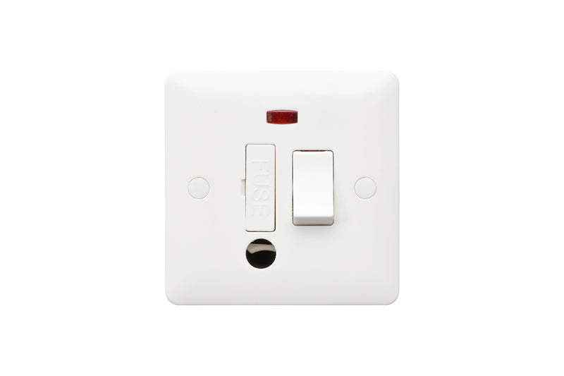 MK Base MB1070WHI White Moulded 1G 13A Switched Fused Spur Unit + Neon + Flex - westbasedirect.com
