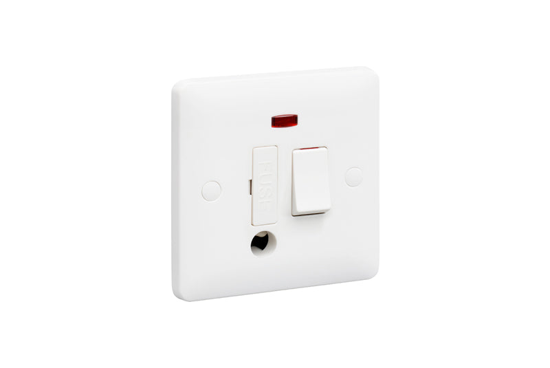 MK Base MB1070WHI White Moulded 1G 13A Switched Fused Spur Unit + Neon + Flex - westbasedirect.com