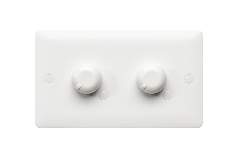 MK Base MB1524WHI White Moulded 2G LED 6-100W Trailing Edge Dimmer - westbasedirect.com