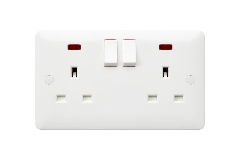 MK Base MB2647DPWHI White Moulded 13A 2G DP Switched Socket + Neon - westbasedirect.com