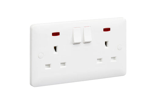 MK Base MB2647DPWHI White Moulded 13A 2G DP Switched Socket + Neon - westbasedirect.com
