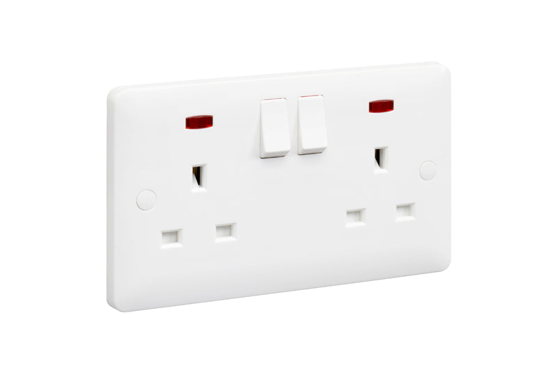MK Base MB2647DPWHI White Moulded 13A 2G DP Switched Socket + Neon - westbasedirect.com