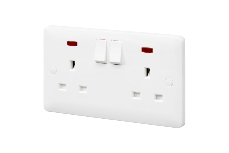 MK Base MB2647WHI White Moulded 13A 2G SP Switched Socket + Neon - westbasedirect.com