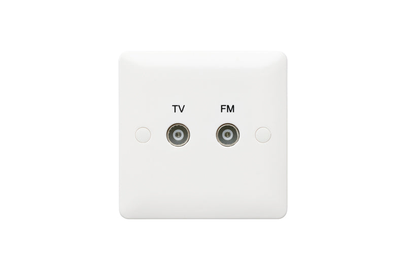 MK Base MB3523WHI White Moulded 1G Twin TV/FM Diplexer Outlet (Isolated) - westbasedirect.com