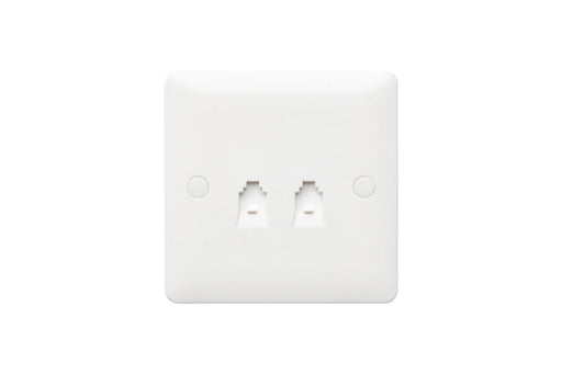 MK Base MB418WHI White Moulded 1G Double RJ11 Telephone Socket - westbasedirect.com