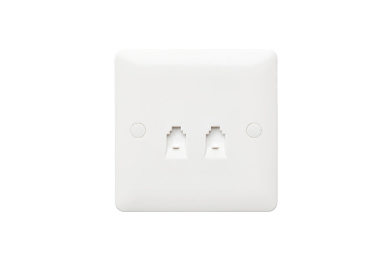 MK Base MB418WHI White Moulded 1G Double RJ11 Telephone Socket - westbasedirect.com