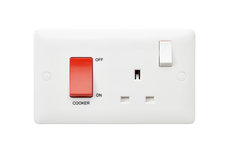 MK Base MB5060WHI White Moulded 45A DP Cooker Switch + 13A DP Switched Socket - westbasedirect.com