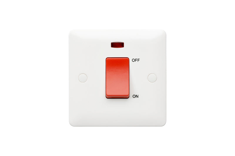 MK Base MB5105WHI White Moulded 32A 1G DP Switch + Neon - westbasedirect.com