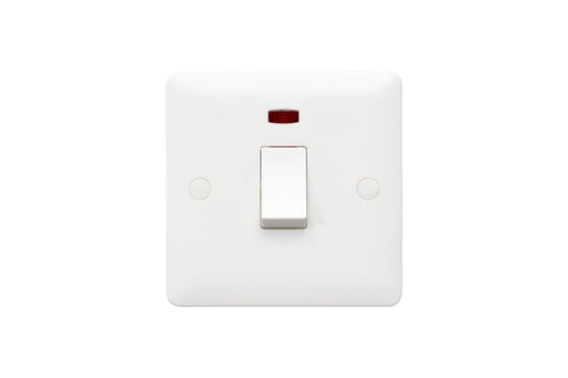 MK Base MB8423WHI White Moulded 20AX 1G DP Switch + Neon - westbasedirect.com