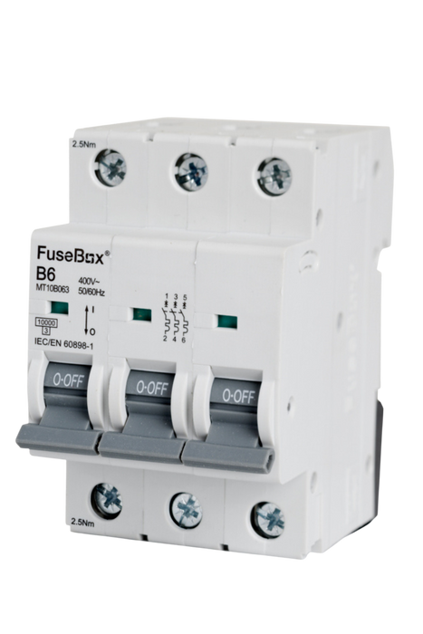 FuseBox MT10B063 6A 3P B Curve 10kA MCB - westbasedirect.com