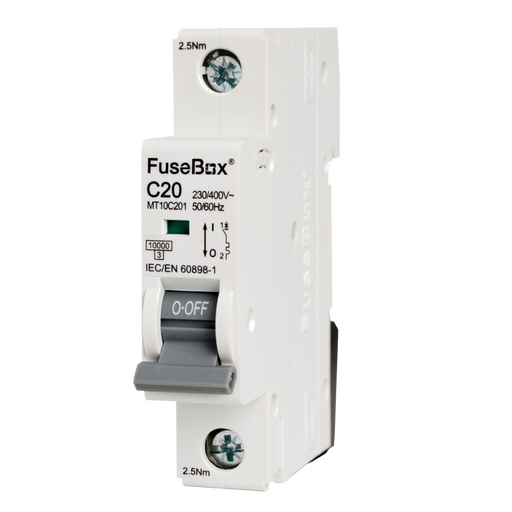 FuseBox MT10C201 20A 1P C Curve 10kA MCB - westbasedirect.com