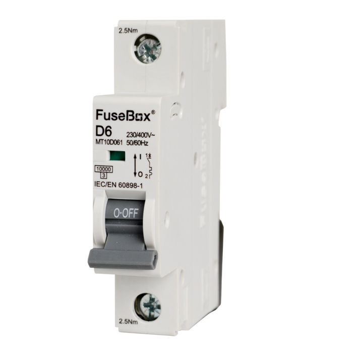 FuseBox MT10D061 6A 1P D Curve 10kA MCB - westbasedirect.com