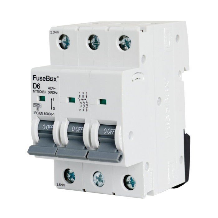 FuseBox MT10D063 6A 3P D Curve 10kA MCB - westbasedirect.com