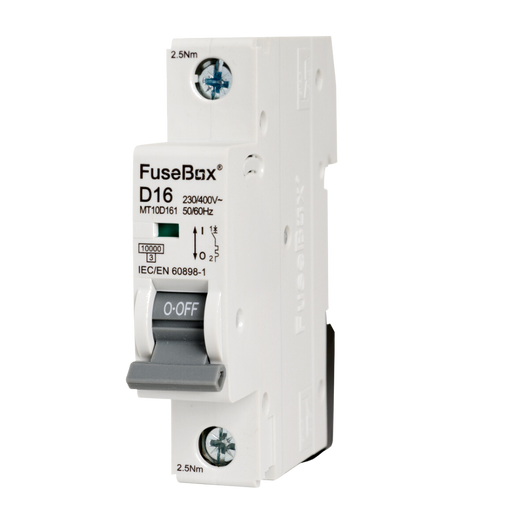 FuseBox MT10D161 16A 1P D Curve 10kA MCB - westbasedirect.com