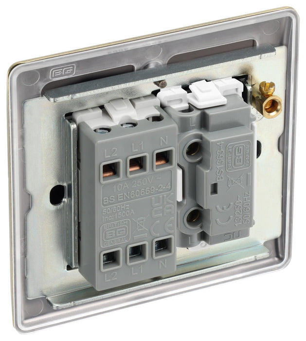 BG NAB15F Flatplate Screwless Triple Pole Fused Fan Isolator Switch 10A - Antique Brass - westbasedirect.com