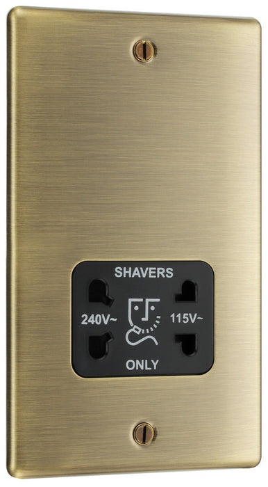 BG NAB20B Nexus Metal Dual Voltage Shaver Socket/Black - Antique Brass - westbasedirect.com