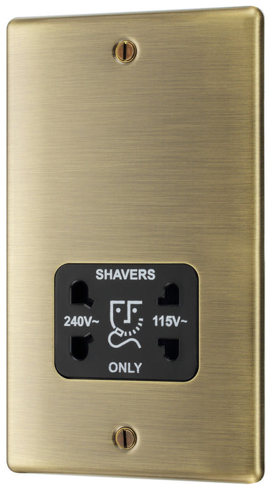 BG NAB20B Nexus Metal Dual Voltage Shaver Socket/Black - Antique Brass - westbasedirect.com