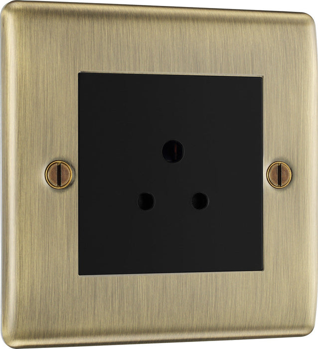 BG NAB28B Nexus Metal Unswitched Round Pin Socket 2A - Black Insert - Antique Brass - westbasedirect.com