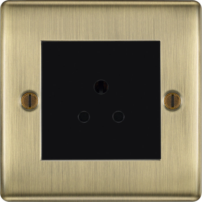 BG NAB28B Nexus Metal Unswitched Round Pin Socket 2A - Black Insert - Antique Brass - westbasedirect.com