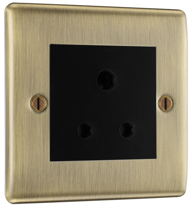 BG NAB29B Nexus Metal Unswitched Round Pin Socket 5A - Black Insert - Antique Brass - westbasedirect.com
