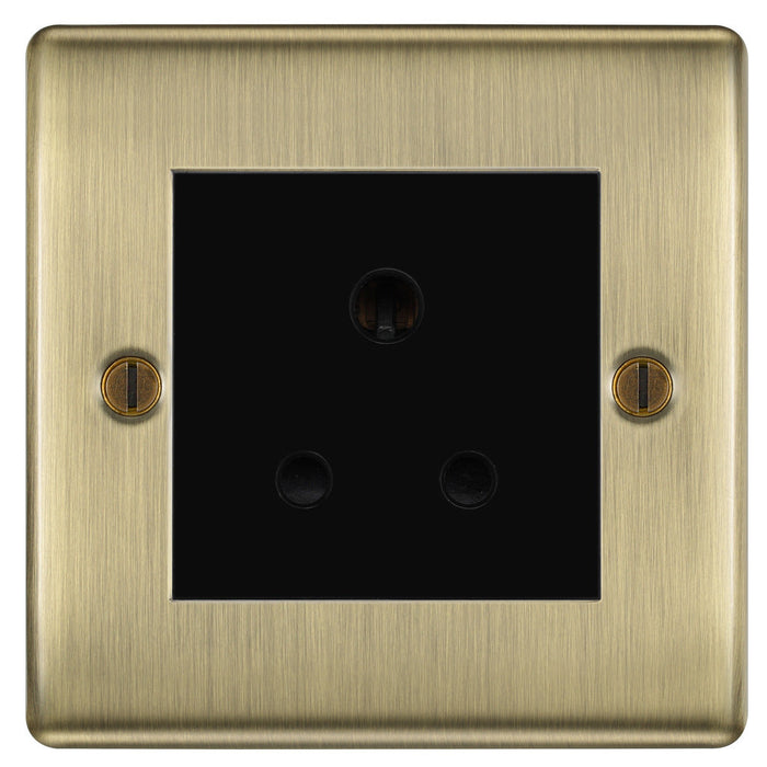 BG NAB29B Nexus Metal Unswitched Round Pin Socket 5A - Black Insert - Antique Brass - westbasedirect.com