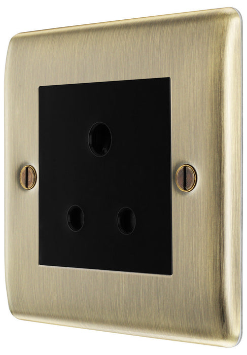 BG NAB29B Nexus Metal Unswitched Round Pin Socket 5A - Black Insert - Antique Brass - westbasedirect.com