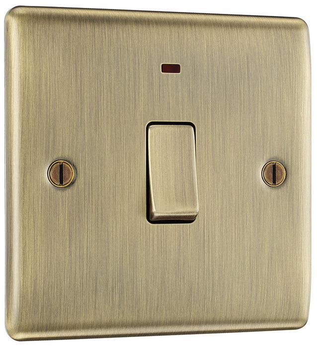 BG NAB31 Nexus Metal 20A DP Switch + Neon - Antique Brass - westbasedirect.com