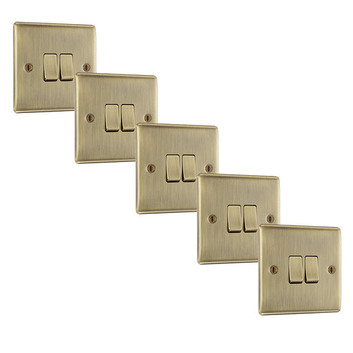 BG NAB42 Nexus Metal Double Light Switch 10A - Antique Brass (5 Pack) - westbasedirect.com