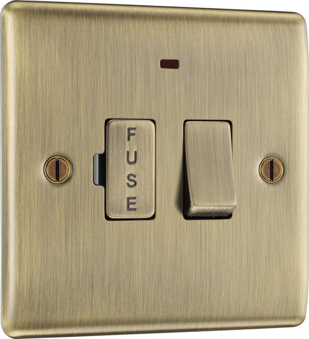 BG NAB52 Nexus Metal Switched Spur + Neon 13A - Antique Brass - westbasedirect.com