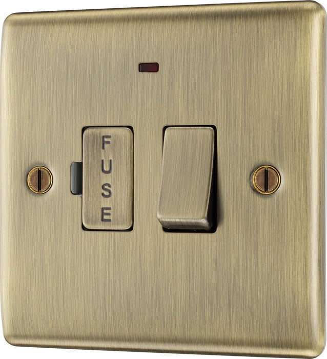 BG NAB52 Nexus Metal Switched Spur + Neon 13A - Antique Brass - westbasedirect.com