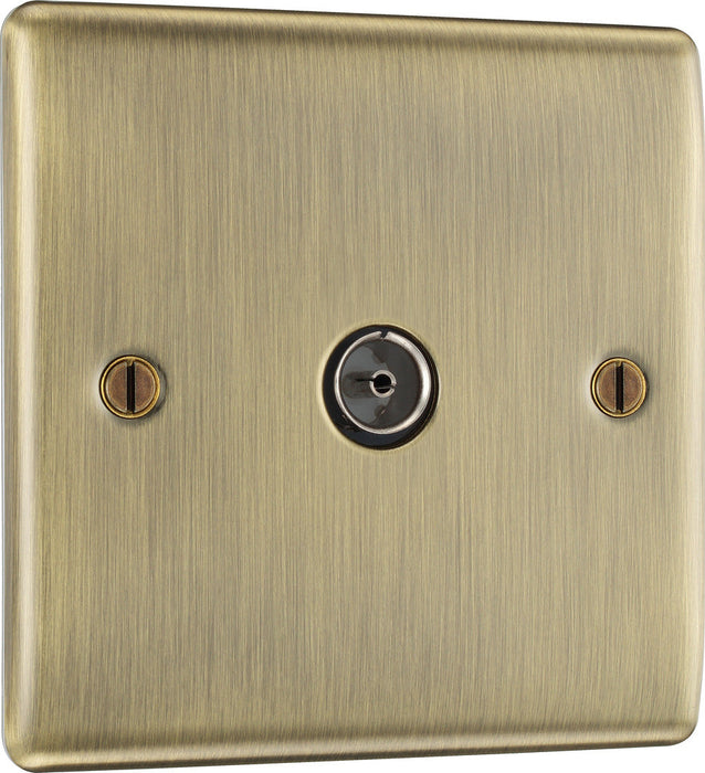 BG NAB60 Nexus Metal TV Aerial Socket - Antique Brass - westbasedirect.com
