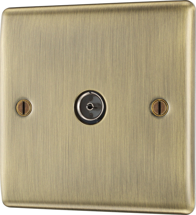 BG NAB60 Nexus Metal TV Aerial Socket - Antique Brass - westbasedirect.com