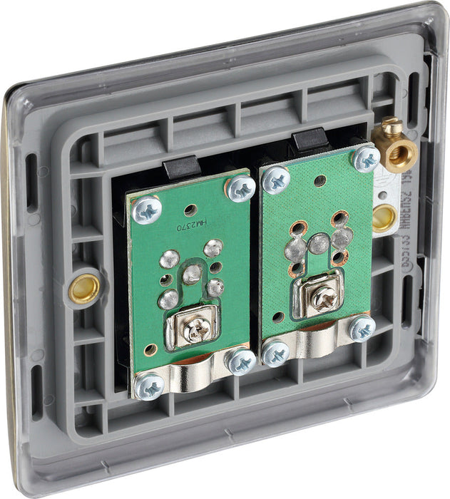 BG NAB65 Nexus Metal 2 Gang Satellite & Co-axial Socket - Black Insert - Antique Brass - westbasedirect.com